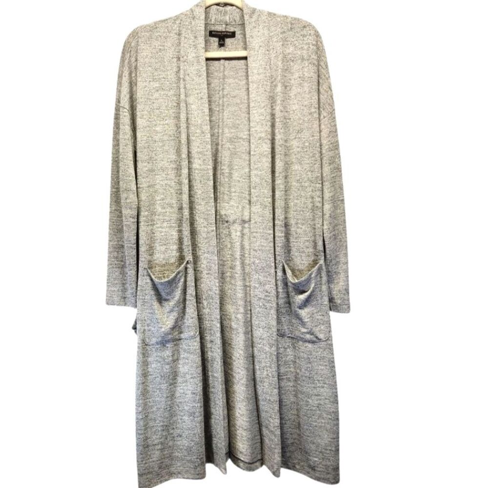 Banana Republic Long Line Gray Duster Cardigan w/belt LARGE Lagenlook Super Soft